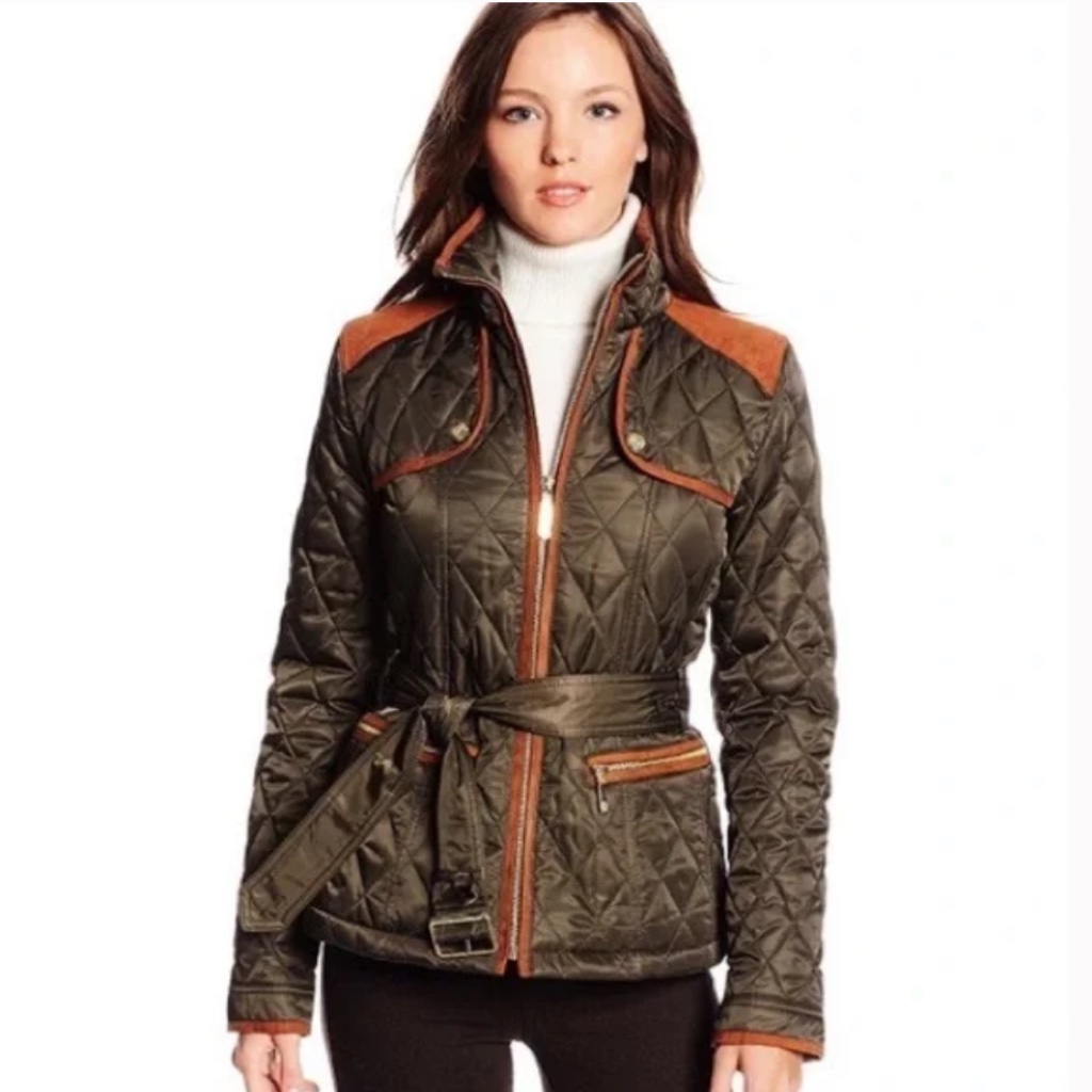 New! Vince Camuto Belted, Quilted Jacket Size Petite Small